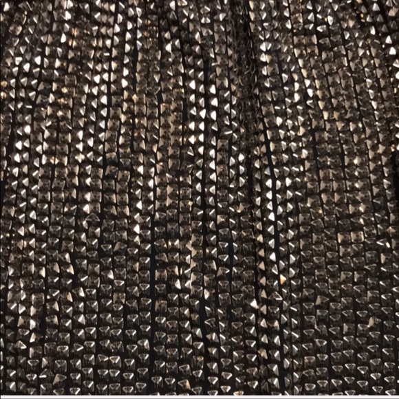 Joie Malloren Gunmetal Pyramid Stud sequined Midi Skirt side slit & zip. New - Picture 9 of 9